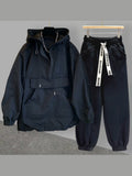 Foesce Hooded Jacket Suit Men Thin Korean Version Tooling Stitching Design Windbreaker Jacket with Loose Pants Two-piece Set