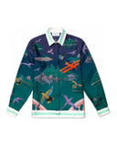 Foesce Silk Shirt Style Formula Racing Driver Gradient Landscape Silk Long Sleeve Shirt S-XL