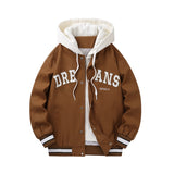 Stitching Hooded Baseball Uniform Men's Jacket Quality Hip-hop Retro Student Fashion Embroidery Loose Casual Couple Jacket