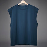 Men Tank Top Broad Shoulder Loose Vest Casual Mens Crop Top Workout Exercise Clothing Sleeveless Shirt Sports Running Top