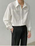 Foesce Men Long-sleeved Shirt Spring Summer Light Mature Korean Solid Blouse Unisex High-end Handsome Luxury Shirt Tops