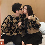 Women Couple Cropped Sweet Dating New Spring Knitted Casual Daily Holiday Fashion Autumn O-neck Student Female Sweaters