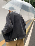 Japan Retro Lapel Denim Jacket Cityboys Punk Loose Jacket Autumn Hong Kong Style Hip Hop Handsome Stitching Jeans Coat