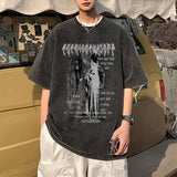 Foesce Cotton Summer Distressed T-Shirt Streetwear Hip Hop Vintage Tshirt Men Harajuku Y2K Casual Loose Shirts Top
