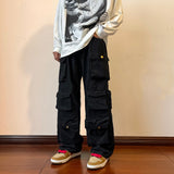 Foesce Cargo Pants Multi-pockets Tooling Pant Harajuku Men's Vintage Loose Wide Leg Pants Streetwear Casual Hip-hop Mopping Trousers