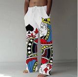 Men Drawstring Elastic Cotton Linen Trousers Casual Wide Leg Pant Male Summer Newest Vintage Print Loose Sport Pants Streetwear