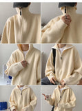 Foesce New Turtleneck Sweater Cardigan Men Winter Korean Fashion All-match Solid Color Zipper Knitted Cardigan for Men Streetwear