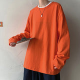 Foesce- 100% Cotton Oversize  Men's Women T-shirt Man Long sleeves Pure Color Men t shirt T-shirts For Male Female Tops