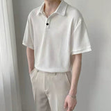 Foesce Summer New Men Clothing Short Sleeve Polo Shirt Trendy Casual Solid Color Lapel Button Up Designer Shirt Men T-shirt