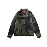 Men Tie Dye Hole Jeans Denim Jacket Oversize Streetwear Fashion Loose Casual Hip Hop Vintage Denim Jacket Coat Couple Clothing