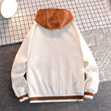 Foesce Spring New Stitching Hooded Baseball Uniform Men's Jacket Hip-hop Retro Student Fashion Embroidery Loose Casual Couple Jacket