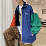 Hip Hop Double-sided Varsity Jacket Men Color Block Street Coat Stand Collar Spring Autumn Casual Japanese Harajuku Jackets