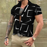Summer Hawaiian Shirt New Shylock Style Men's Clothing Casual Fashion Short Sleep Daily Shirt Basic Simple Basic Man Tops