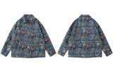 Men Thick Shirts Streetwear Vintage Retro Pattern Casual Loose Shirt Men Harajuku Fashion Casual Snap Button Shirts Coats Jacket