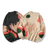 Autumn Oversize Patch Sweatercoat Men Baggy Jumper Fashion Harajuku Streetwear Knitwear Pullovers Clothing Male Female Plus Size