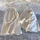 Foesce Cotton Solid Suit Summer Casual Short-sleeved T-shirt + Elastic Waist Shorts Suit Female Preppy Loose Versatile Sports 2pcs Suit