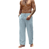 Foesce Mens Linen Loose Pant Lightweight Elastic Waist Trouser Yoga Beach Pant