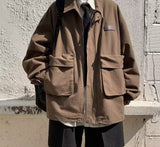 Cargo Jackets Men Retro Japanese Stylish Zip Up Clothing Teens Design Military Personal Streetwear Fashion Chaquetas Casual Chic