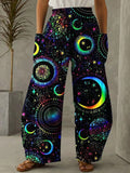 Foesce  New Fashion Pattern Printed Loose Bloomer Pants Women Spring Summer Mid Waist Casual Pants Female Vintage Pockets Trousers