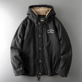 Cotton Jacket Men Hooded Lamb Wool Parkas Winter Single-Breasted Warm Padded Coat Ropa Hombre Loose Solid Tooling Outerwear