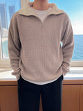 Half High Neck Zipper Men's Sweater Autumn Korean Loose Fashion Warm Long Sleeve Male Pullover Casual Lapel