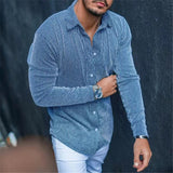 Fall 3 Mens Corduroy Shirt Leisure Long Sleeve Button-down Turn-down Collar Slim Tops Cardigan For Men Spring Fashion Solid Shirts