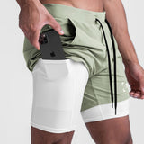 Summer Gym Men's Quick Dry 2 in 1 Shorts Jogging Fitness Training Beach Short Pants Male Sports Workout Bottoms Casual Clothing