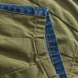 Green & Blue Patchwork Color Men Loose Denim Pants Elastic Waist New Letters Printed Hip Hop Mens Cargo Jeans