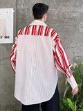 Korean Fashionstripe Design Men Shirt Turn-down Collar  Single Breasted Long Sleeve Casual Male Tops