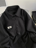 High-end Waffle Lapel Shirt Cardigan Men Women Spring Autumn Long-sleeve Top Loose Trend Diamond Button-up Jacket
