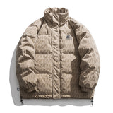 Fluorescence Plaid Pattern Puffer Jacket for Men Winter Fashion Trend Warm Clothing Teen Plus Size Bubble Coat Casual Streetwear
