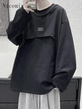 Long-sleeved T-shirt Men's Spring Autumn Hong Kong Style Trend High-end O-neck Sweater Men Women Harajuku Casual Bottoming Shirt