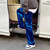 Foesce Autumn Straight Velour Men Pants High Waist Casual Wide Legs Pants Black Purple Loose Female Fashion Student Trousers New