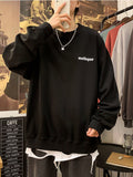 Men Hip Hop Long Sleeve Shirt  Hong Kong Style Sweatshirt Loose Trend Wild Pullover O-neck Top Women Big Velvet Thick T-shirt