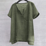 Foesce  Short Sleeve Linen Shirt Men Brief Breathable Comfy Solid Color Loose Harajuku Casual Blouse Hawaiian Shirt Camisa Masculina