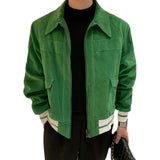 Men's Spring and Autumn Overcoat Hip Hop Corduroy  Retro Casual Regular Slim Fit  Streetwear Fashion Pilot Jacket