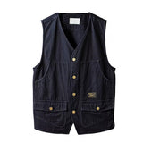 Men's Vests Casual Pockets Sleeveless V Neck Korean Style Loose Spring Autumn Waistcoat Fishing Waistcoats Clothing chalecos