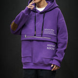 Foesce-Japanese Fashion Colorblock Letter Print Hoodie Men Autumn and Winter Sleeve Patch Plus Size Thick Hoodie Harajuku Men Clothing