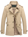 Foesce Trench Coat Men Solid Mid-length Autumn Mens Jacket Young Winter British Fashion Slim Casual Windbreaker Men Clothing