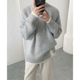 Foesce New Harajuku Fake Two-piece Sweaters Men Woolen Autumn and Winter Japanese Casual Loose Christmas Sweater for Men Pullovers