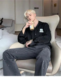 Foesce -Kpop Vintage Drape Shirt Hong Kong Stylemen Women's Long-sleeved Niche High-end Silky Shirt Unisex Handsome Loose Couple Jacket