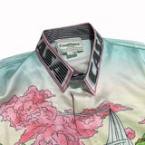 Foesce Silk Shirt Style Formula Racing Driver Gradient Landscape Silk Long Sleeve Shirt S-XL