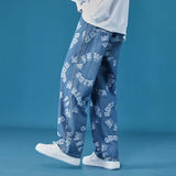 Foesce Men's jeans Neutral Wide Leg Denim Trousers Loose Straight Men Jeans asthetic Man Jeans Pants for boy Casual Baggy hip hop