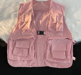 Vests Men Multi Pockets Cargo Clothing Summer All-match Popular Handsome Japanese Thin Chic Fashion Casual All-match Stylish BF