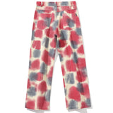 Foesce Plaid Stripes Leisure Pants Men Hip Hop Streetwear Fashion Vintage Pants High Street Loose Pants White Baggy Denim Pants