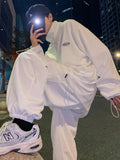 Sports Suit Men's Autumn Oversize Waffle Zip-up Sweatshirt + Solid Long Pants Two-piece Set Casual Handsome Boys Wear
