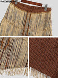 American New Men's Casual Well Fitting Shorts Vacation Stylish Male All-match Fringed Stitching Hollow Shorts S-5XL