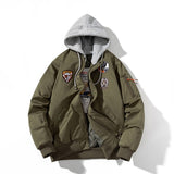 Winter Pilot Jackets Men Military Bomber Jacket Badge Embriodery Basketball Coat Hooded Parkas Male Fashion Autumn Black Brown