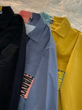Color-blocking Long-sleeved Shirt Female Student All-match Japan Yellow Black Cargo Blouse Retro Niche Loose Shirt Jacket