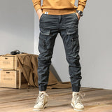 Foesce Men's Military Trousers Casual Cotton Solid Color Cargo Techwear Pants Outdoor Trekking Traveling Y2k Multi-Pockets Overalls